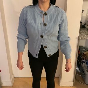 BLUE BUTTON DOWN SWEATER